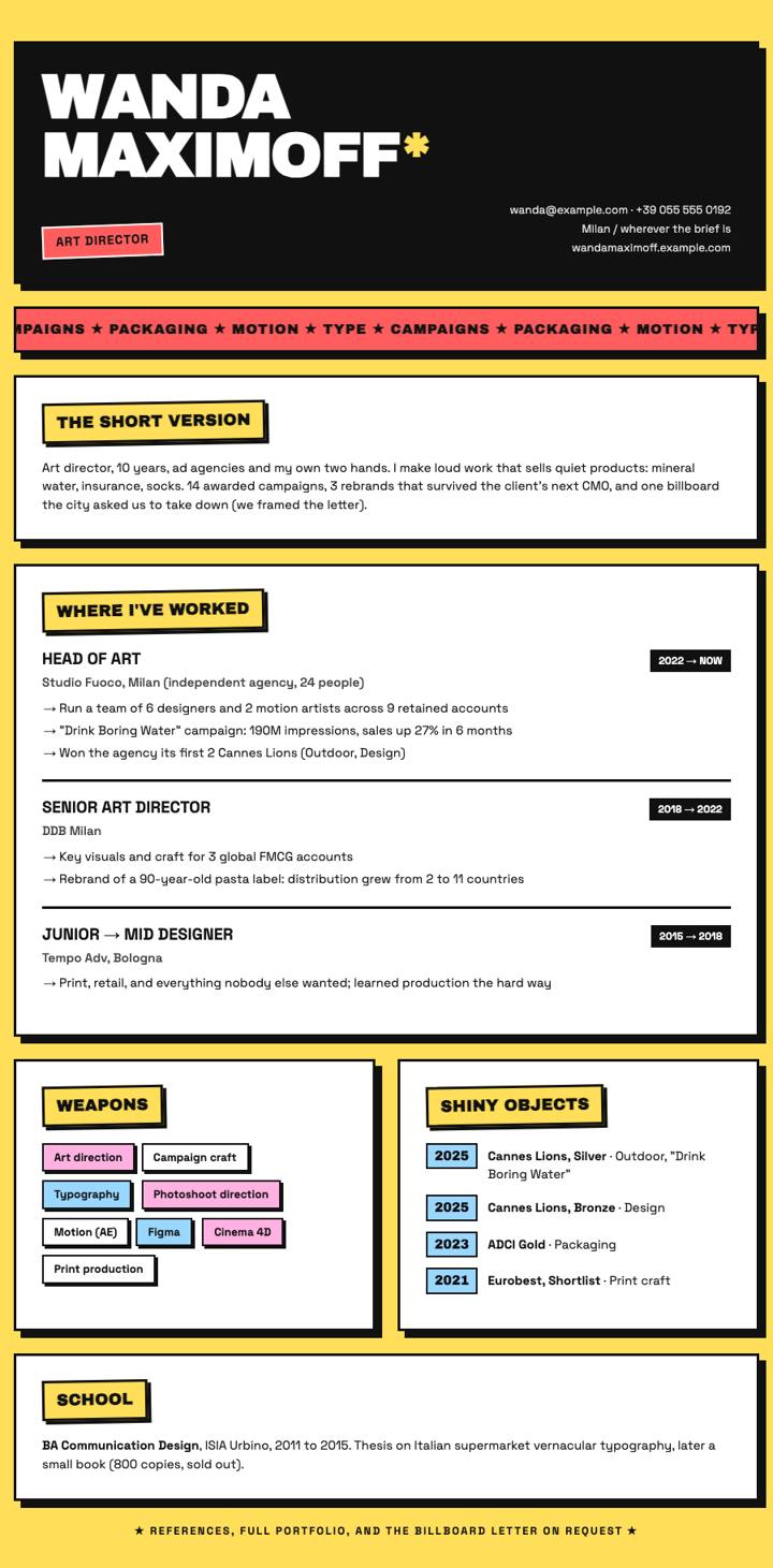 Brutalist CV template preview
