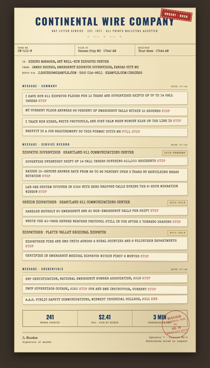Telegram CV template preview