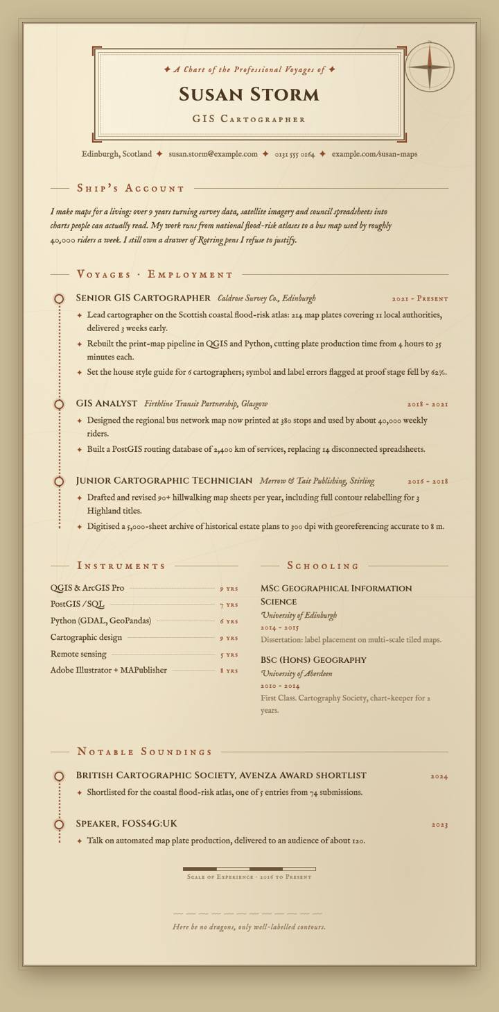 Antique Map CV template preview