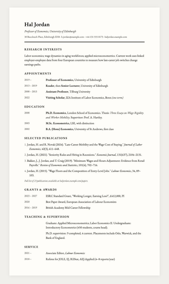 Academic Oxford CV template preview