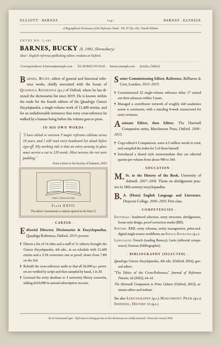 Encyclopedia CV template preview