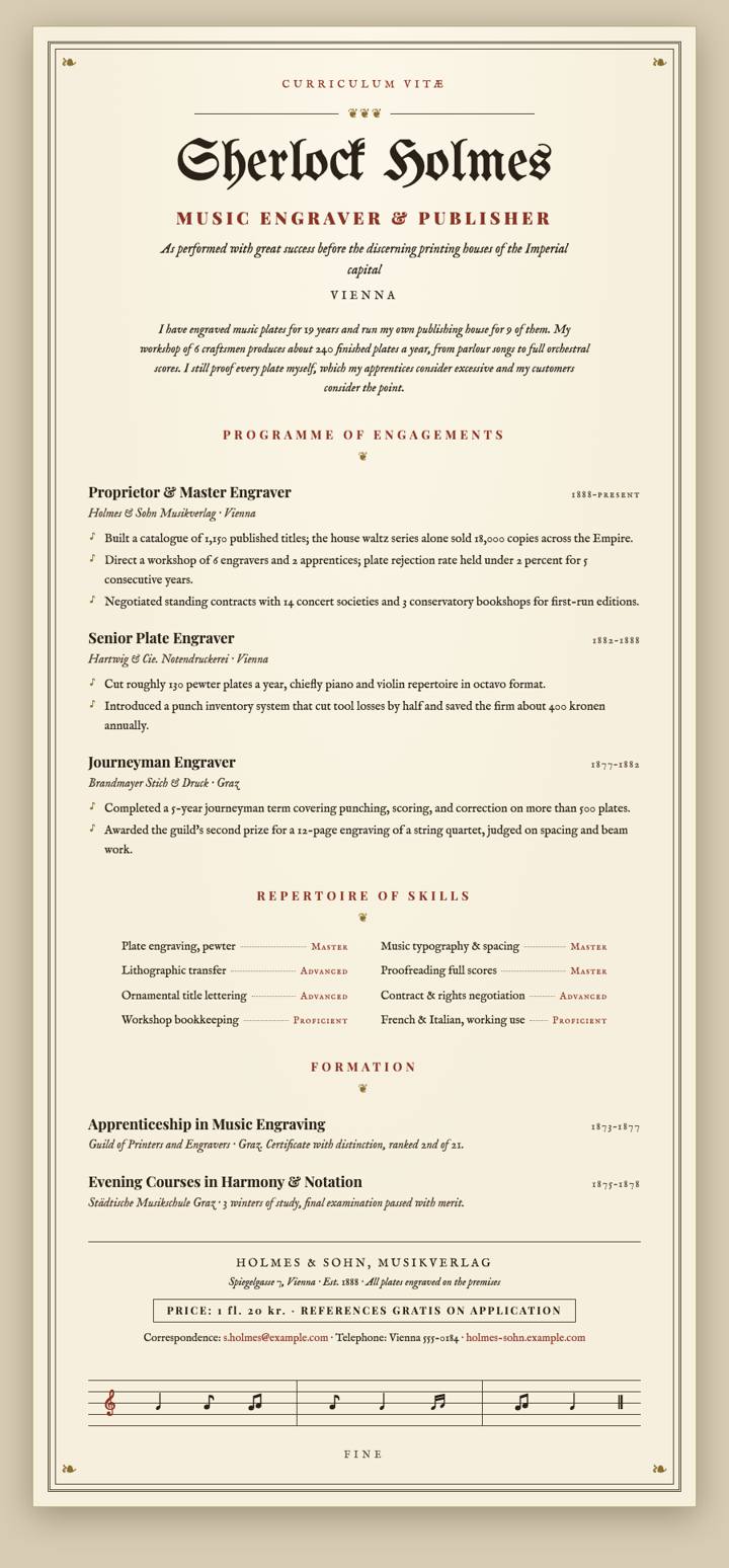 Sheet Music Cover CV template preview