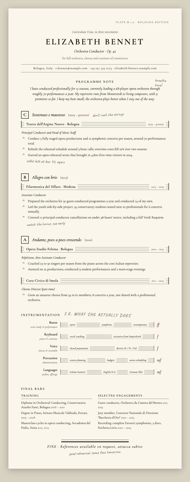 Conductor Score CV template preview