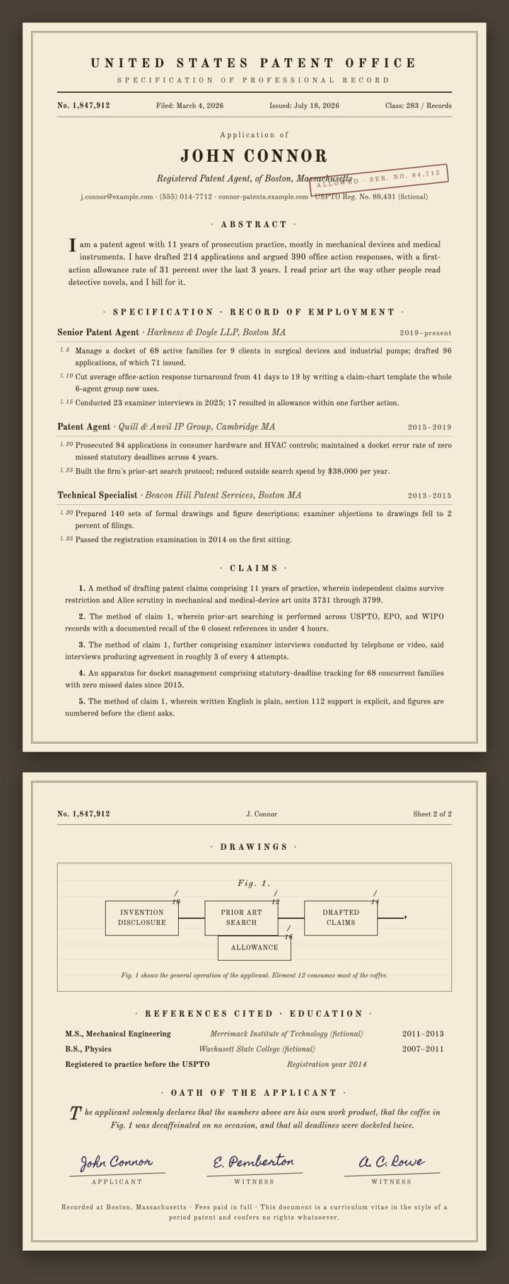 Patent Document CV template preview