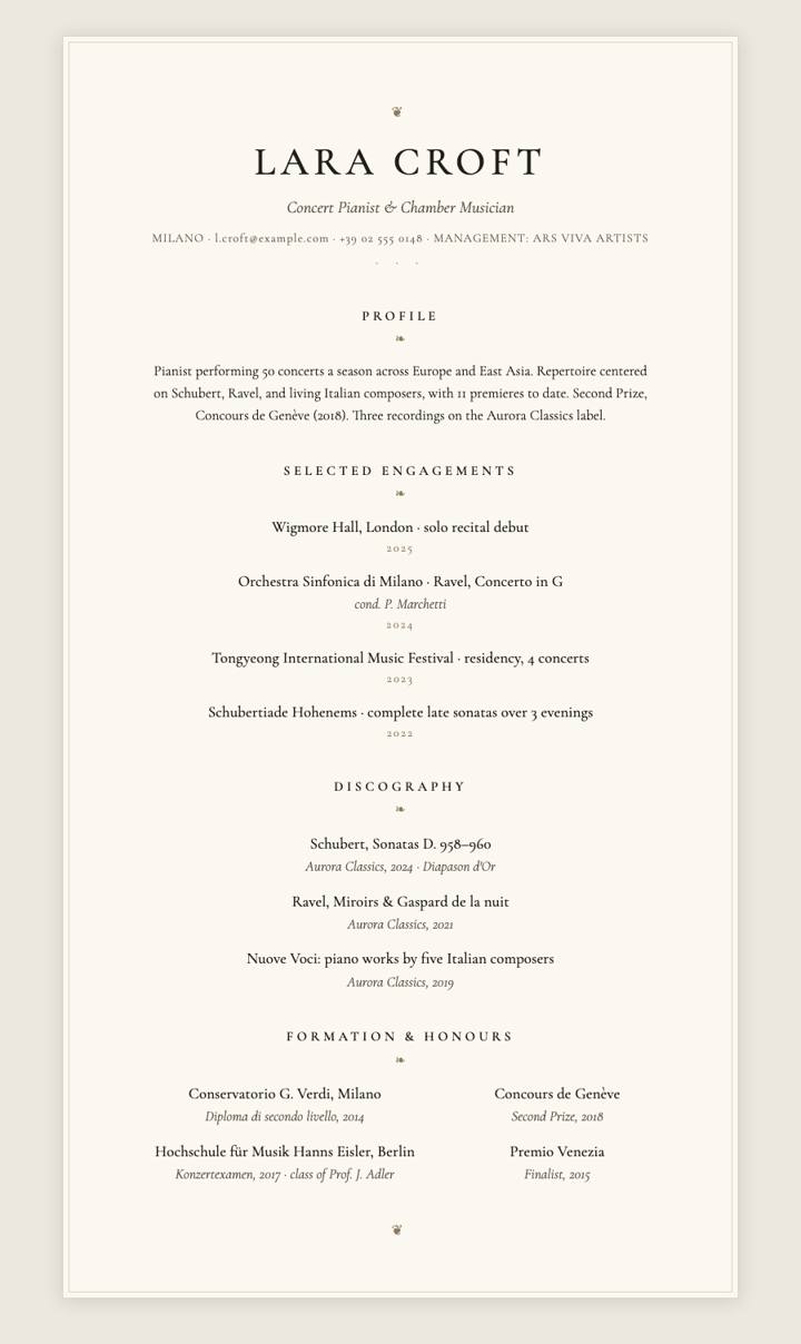 Letterpress Center CV template preview