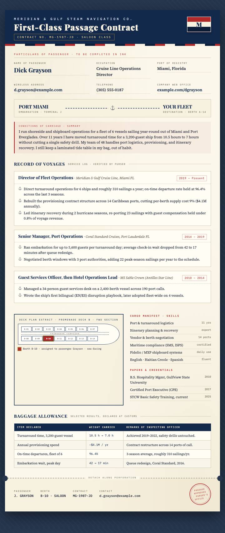 Steamship Ticket CV template preview