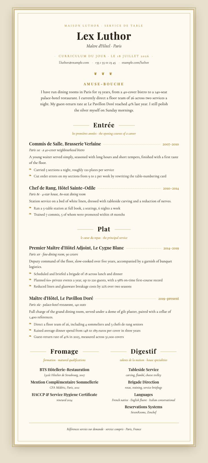 Grand Menu CV template preview
