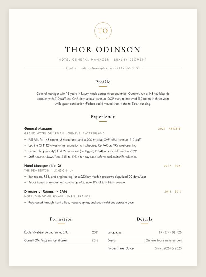Monogram Elegant CV template preview