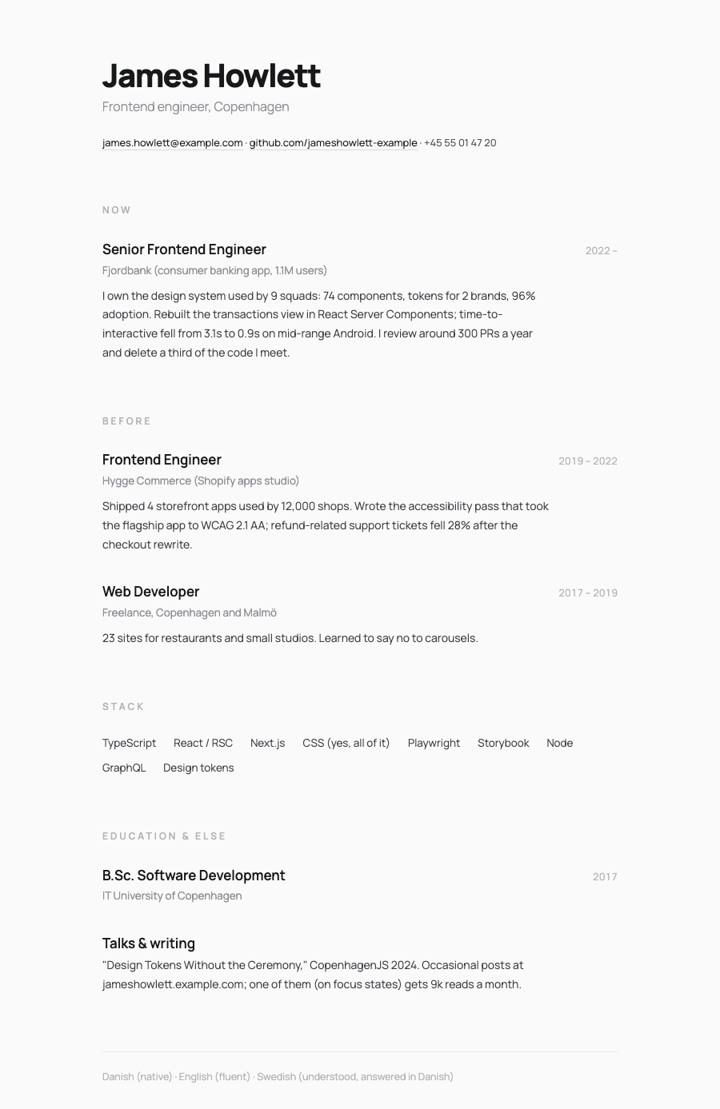 Nordic Minimal CV template preview