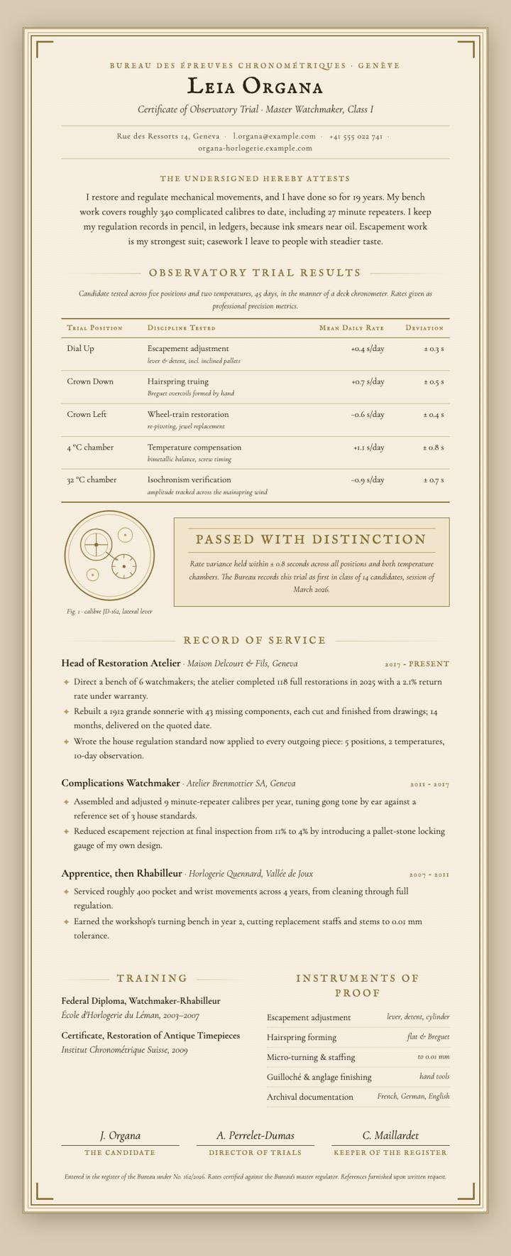 Watchmaker Certificate CV template preview