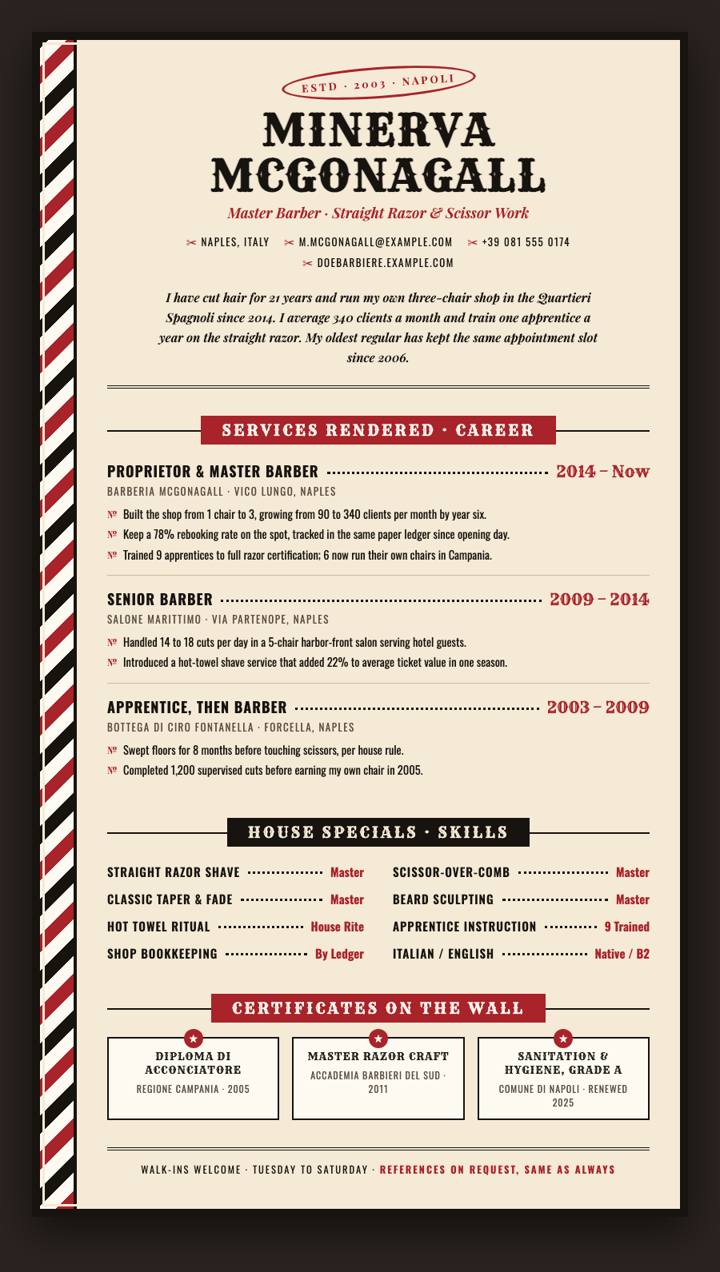Barber Pricelist CV template preview