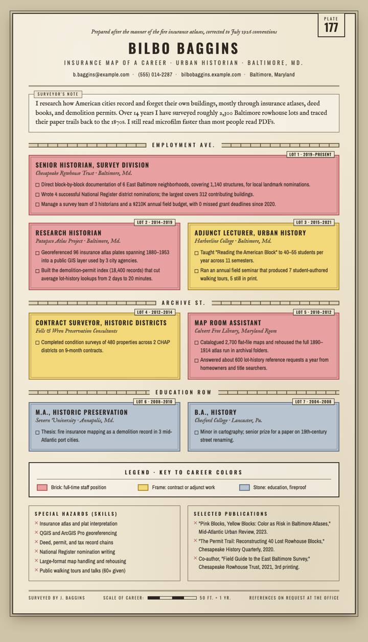 Fire Insurance Map CV template preview