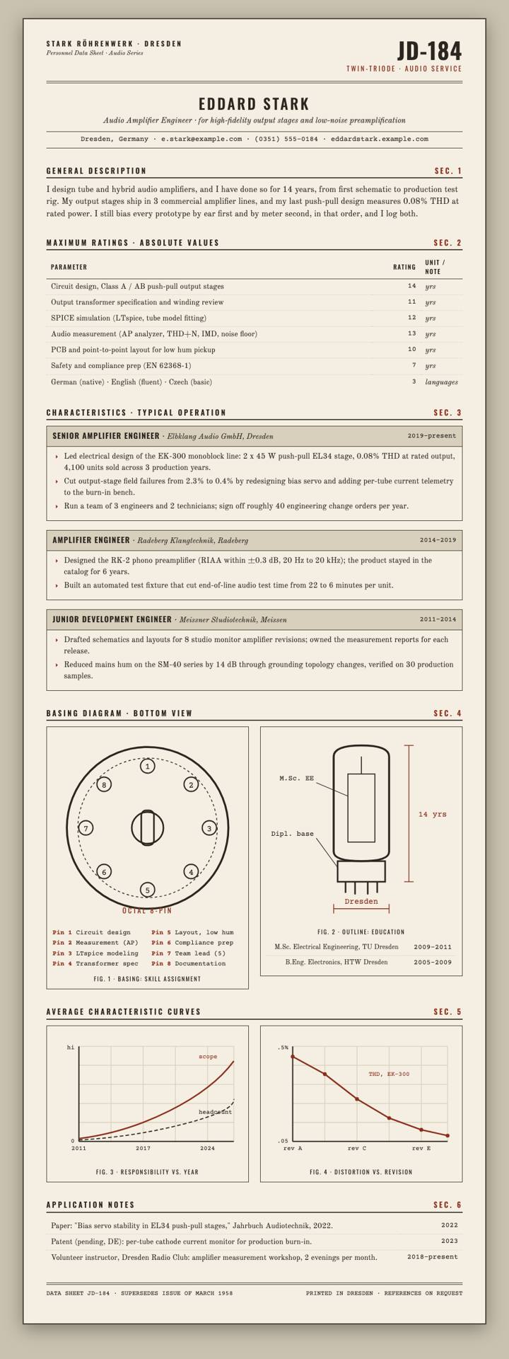 Tube Datasheet CV template preview