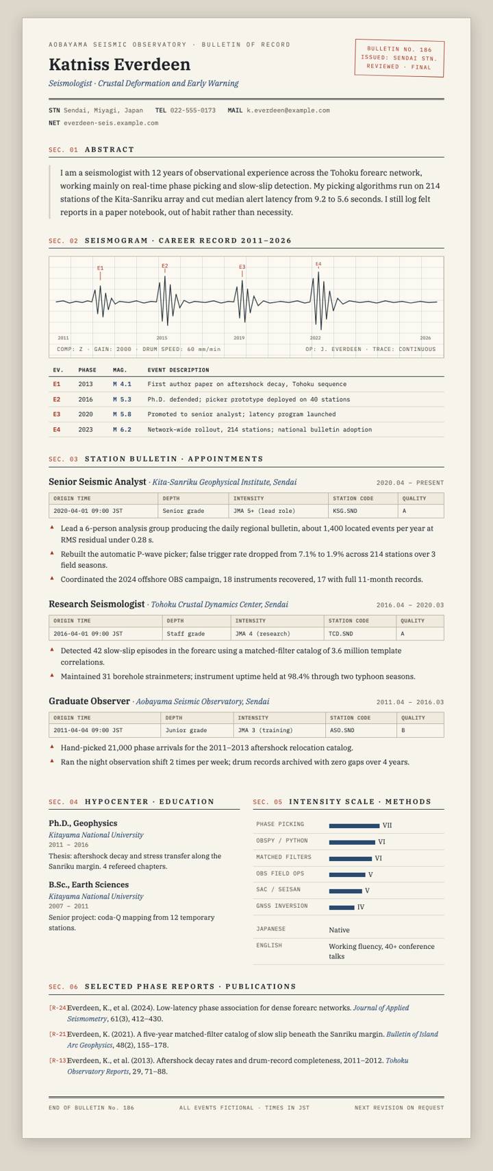 Seismograph Report CV template preview