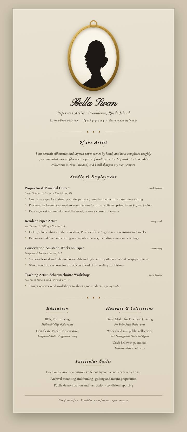 Silhouette Portrait CV template preview