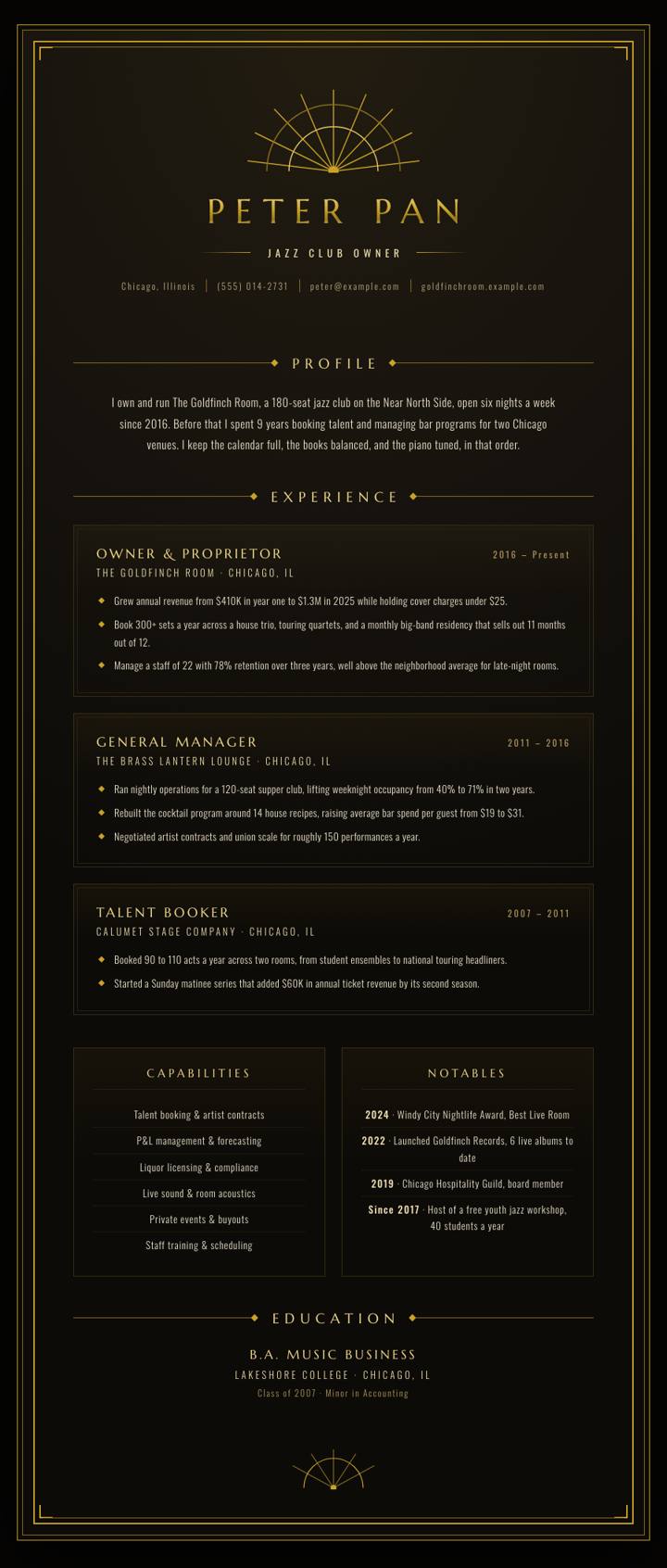 Art Deco CV template preview