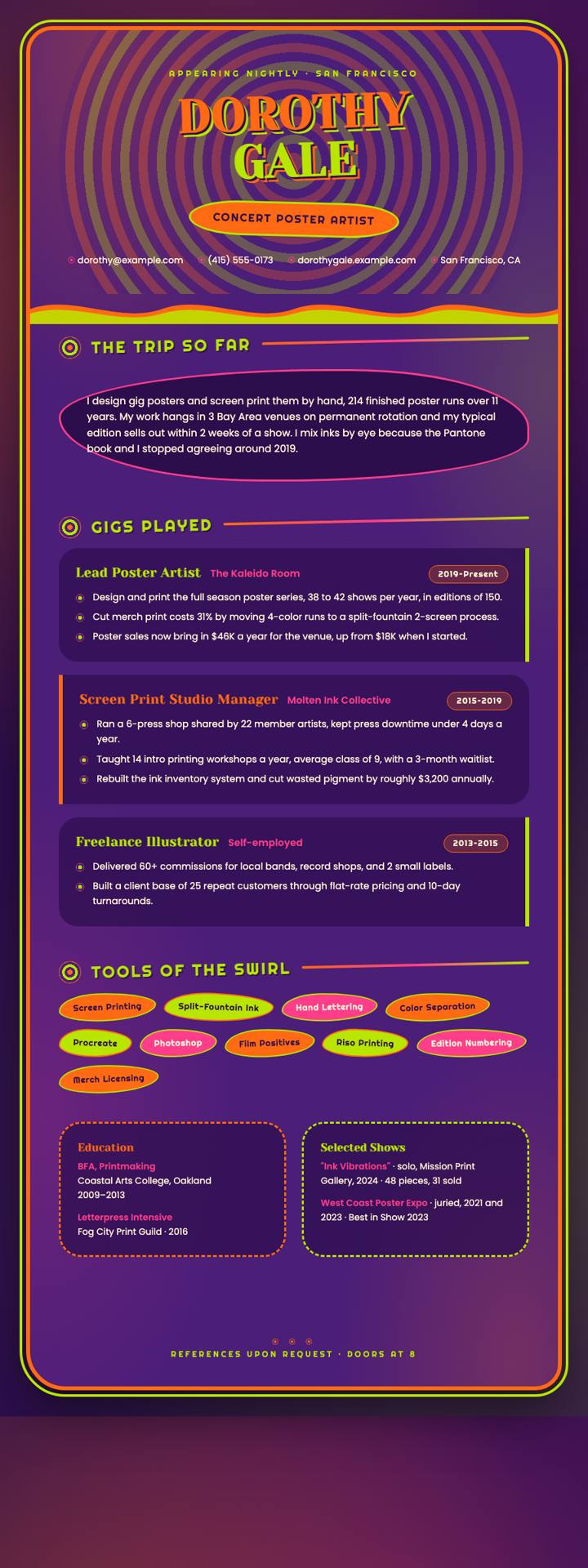 Psychedelic CV template preview