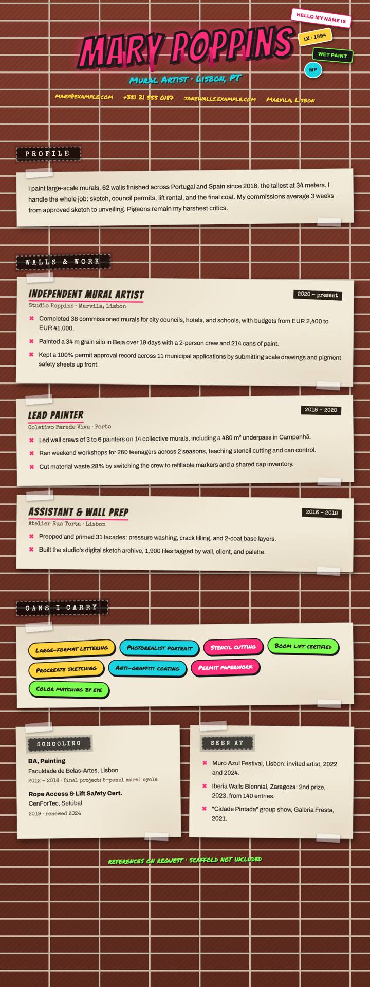 Graffiti Wall CV template preview