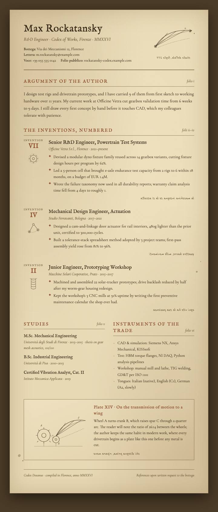 Inventor Notebook CV template preview