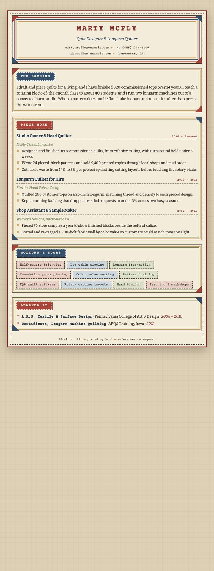 Quilt Blocks CV template preview