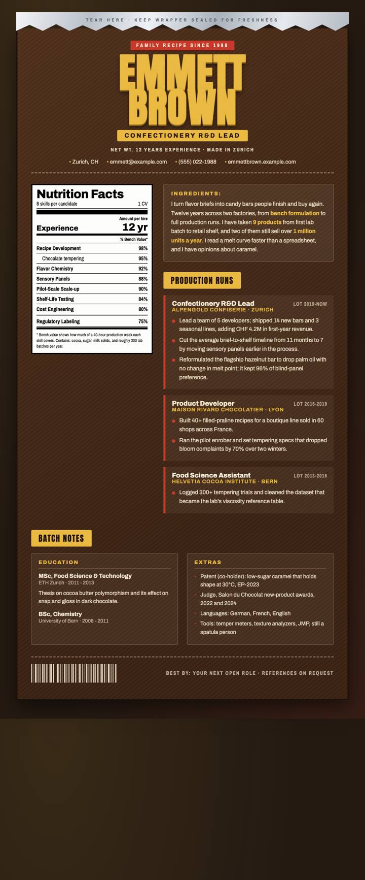 Candy Wrapper CV template preview