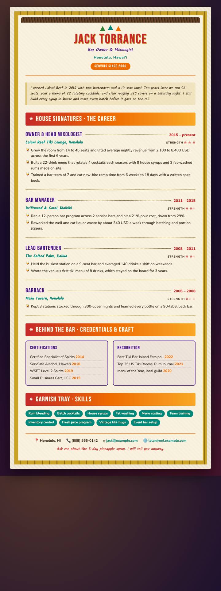 Tiki Menu CV template preview
