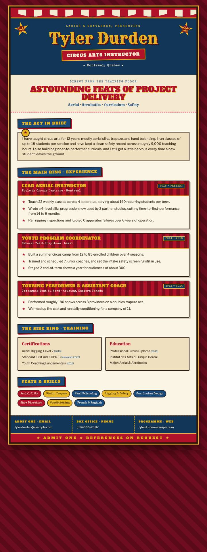 Circus Poster CV template preview