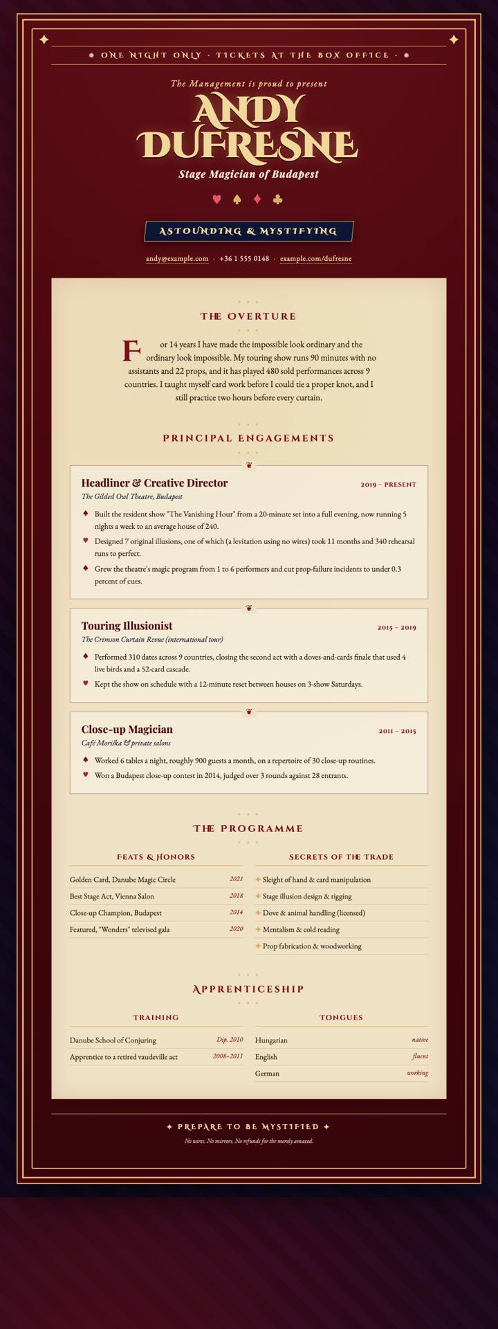 Magic Poster CV template preview