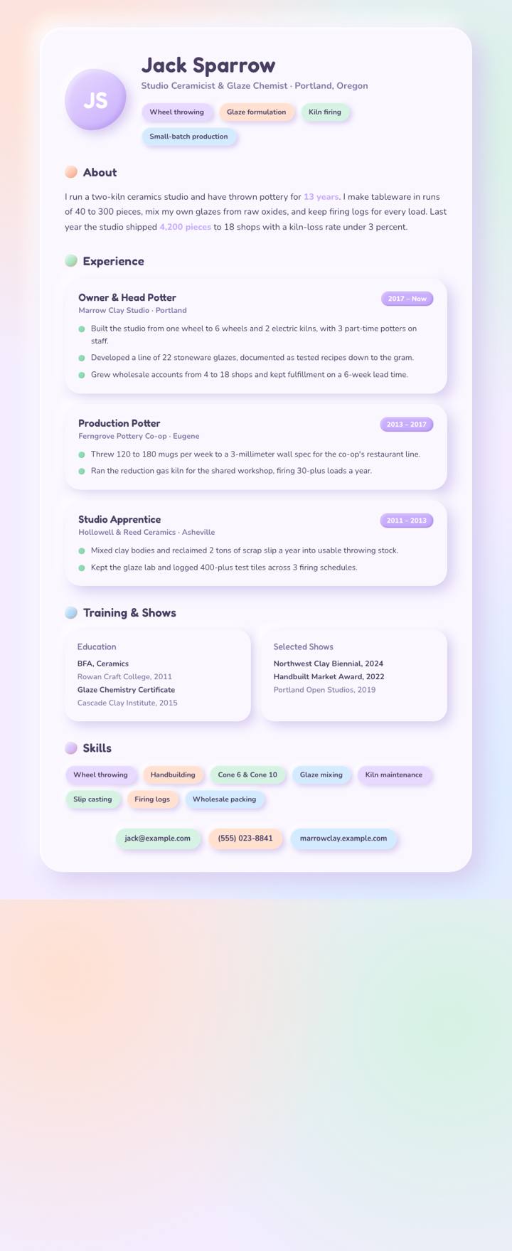 Claymorphism CV template preview
