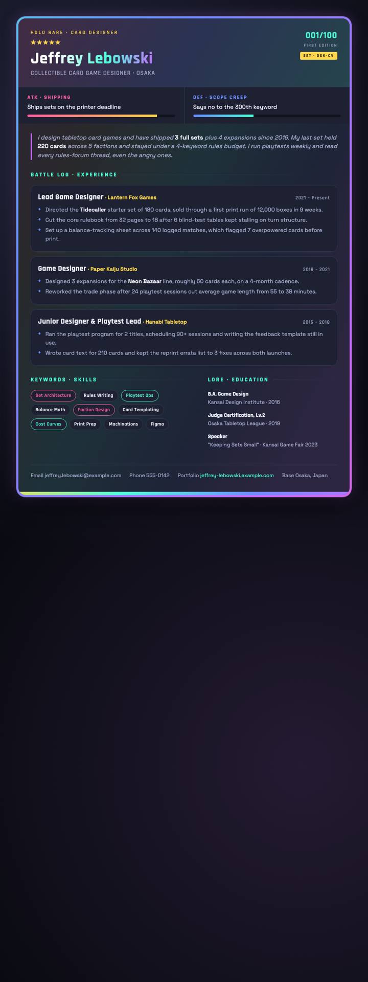 Holo Trading Card CV template preview