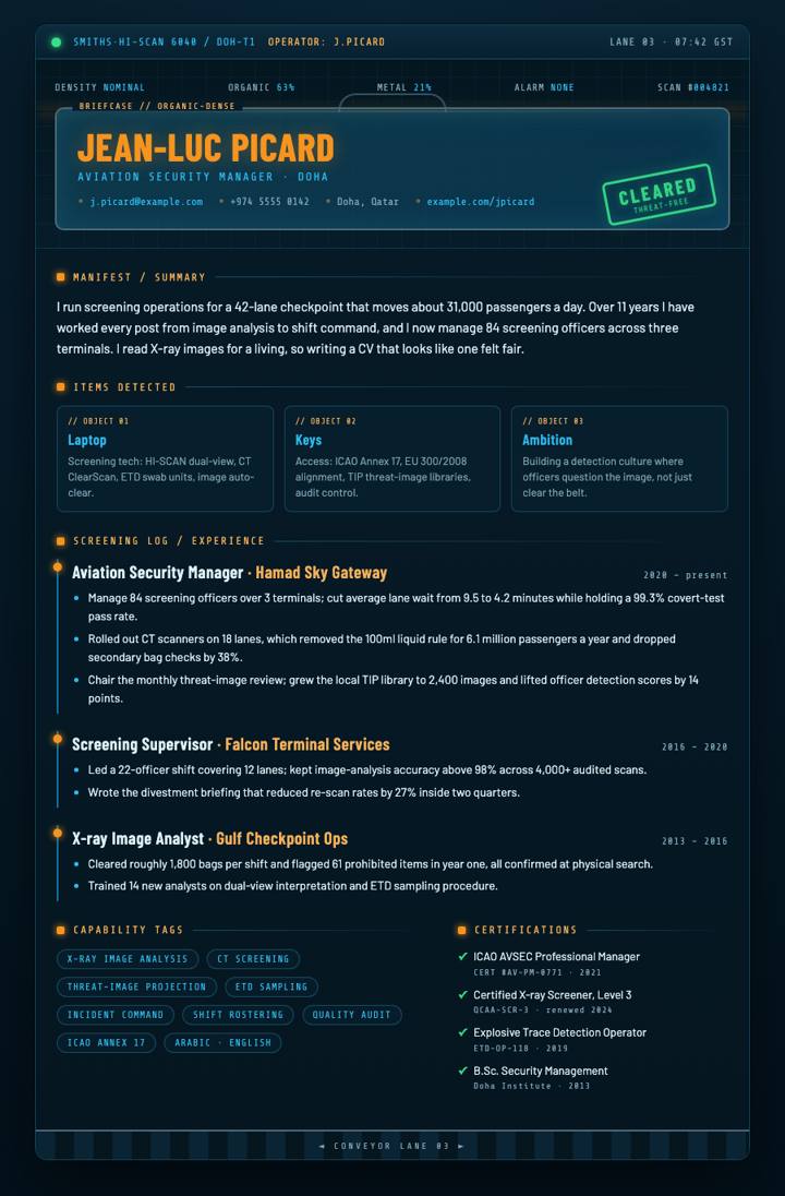 Xray Scanner CV template preview