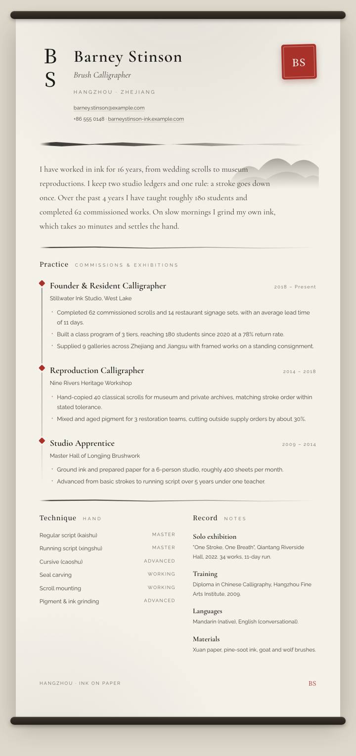 Ink Wash CV template preview