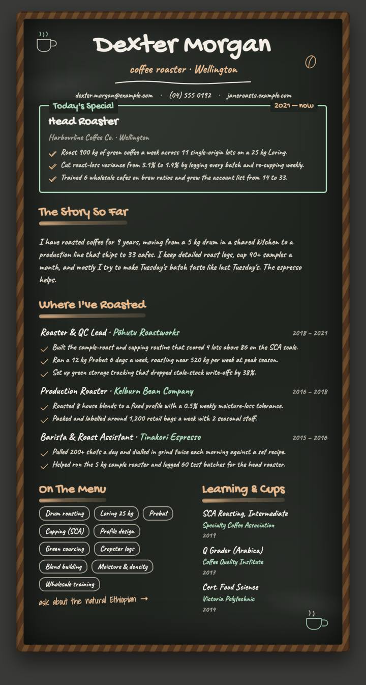 Chalkboard CV template preview