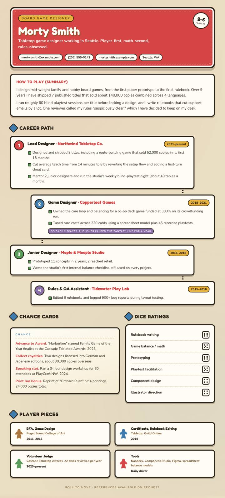 Board Game CV template preview