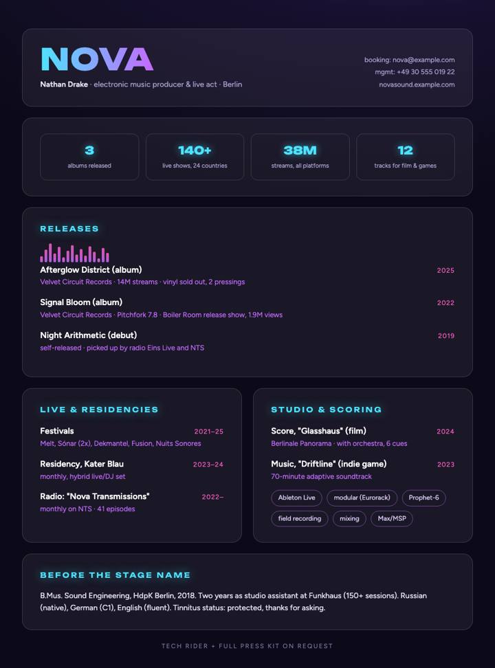 Neon Glass CV template preview