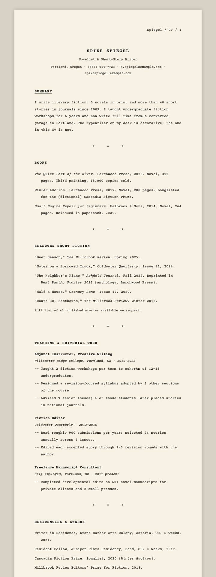 Typewriter Manuscript CV template preview