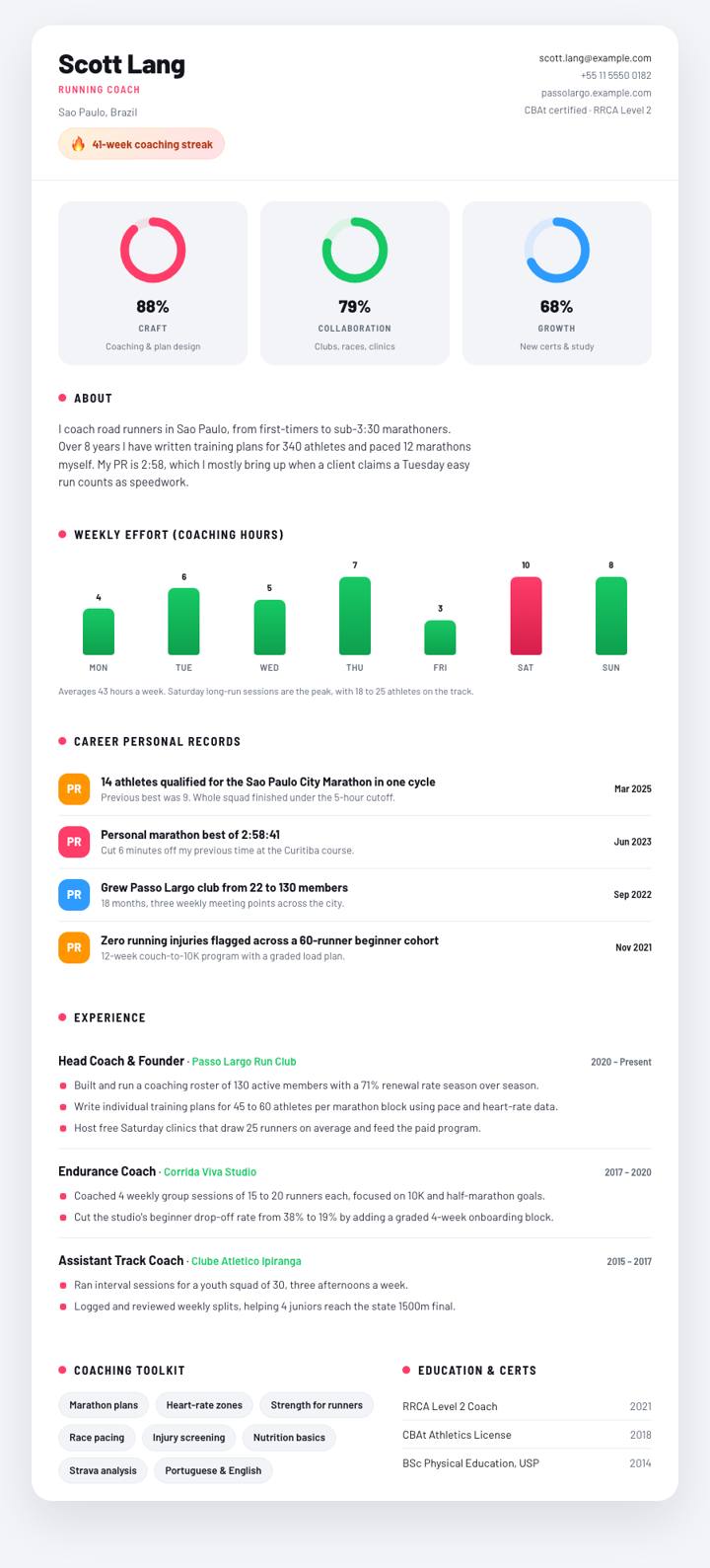 Fitness Tracker CV template preview
