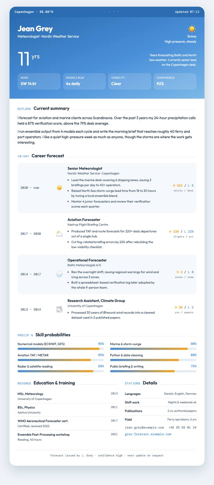 Weather Forecast CV template preview