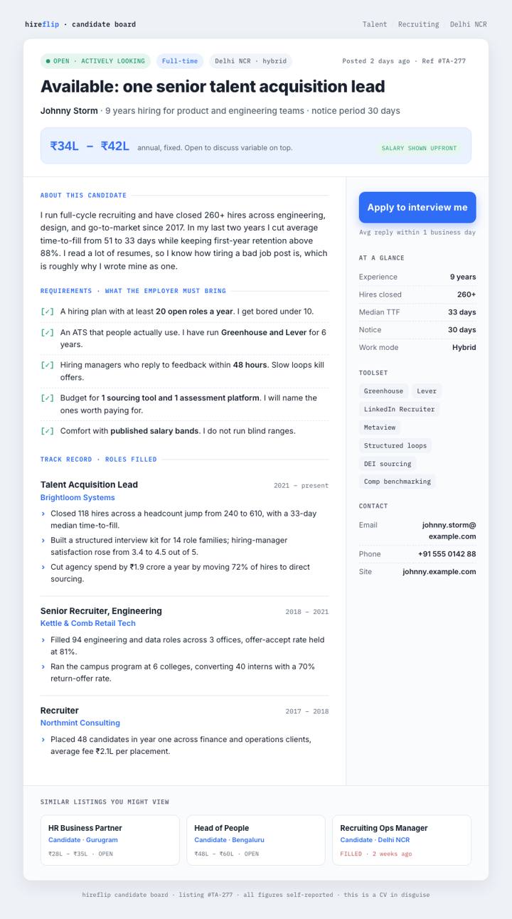 Job Posting CV template preview
