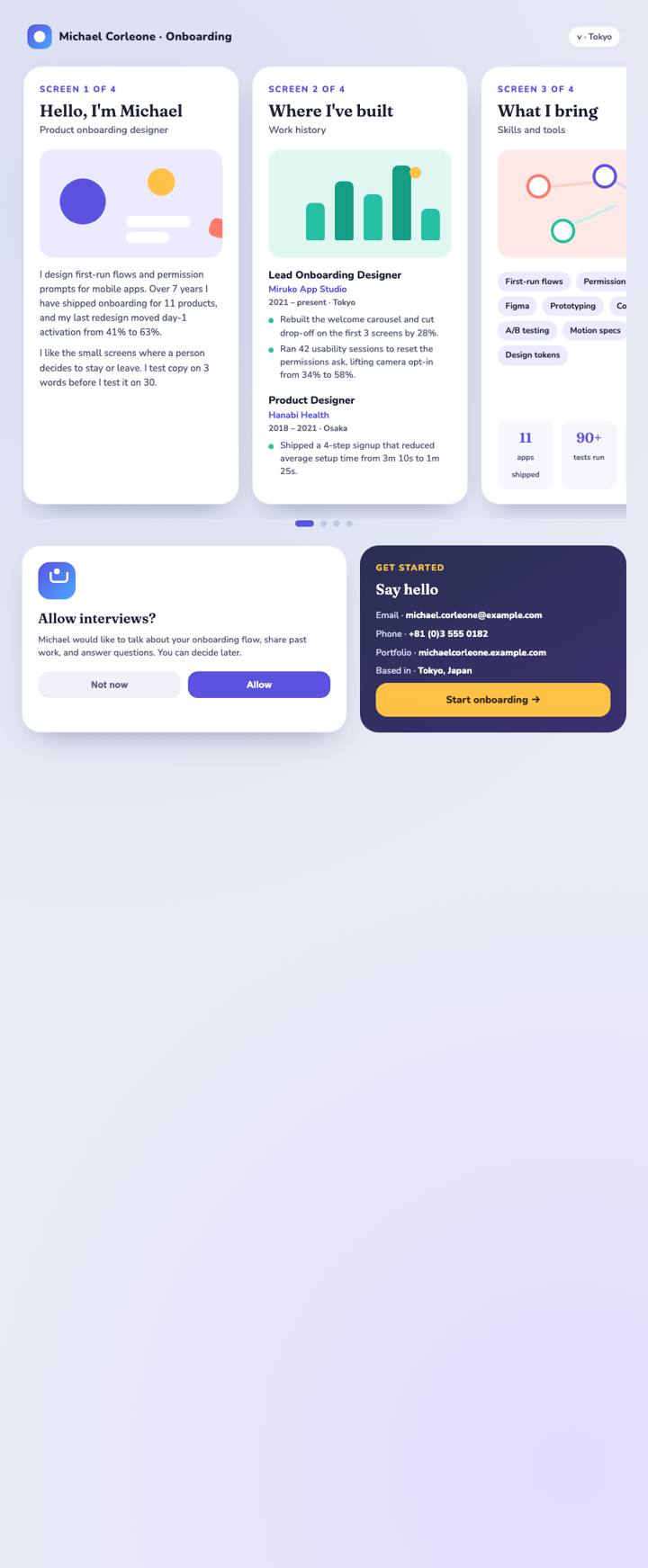 Onboarding Flow CV template preview