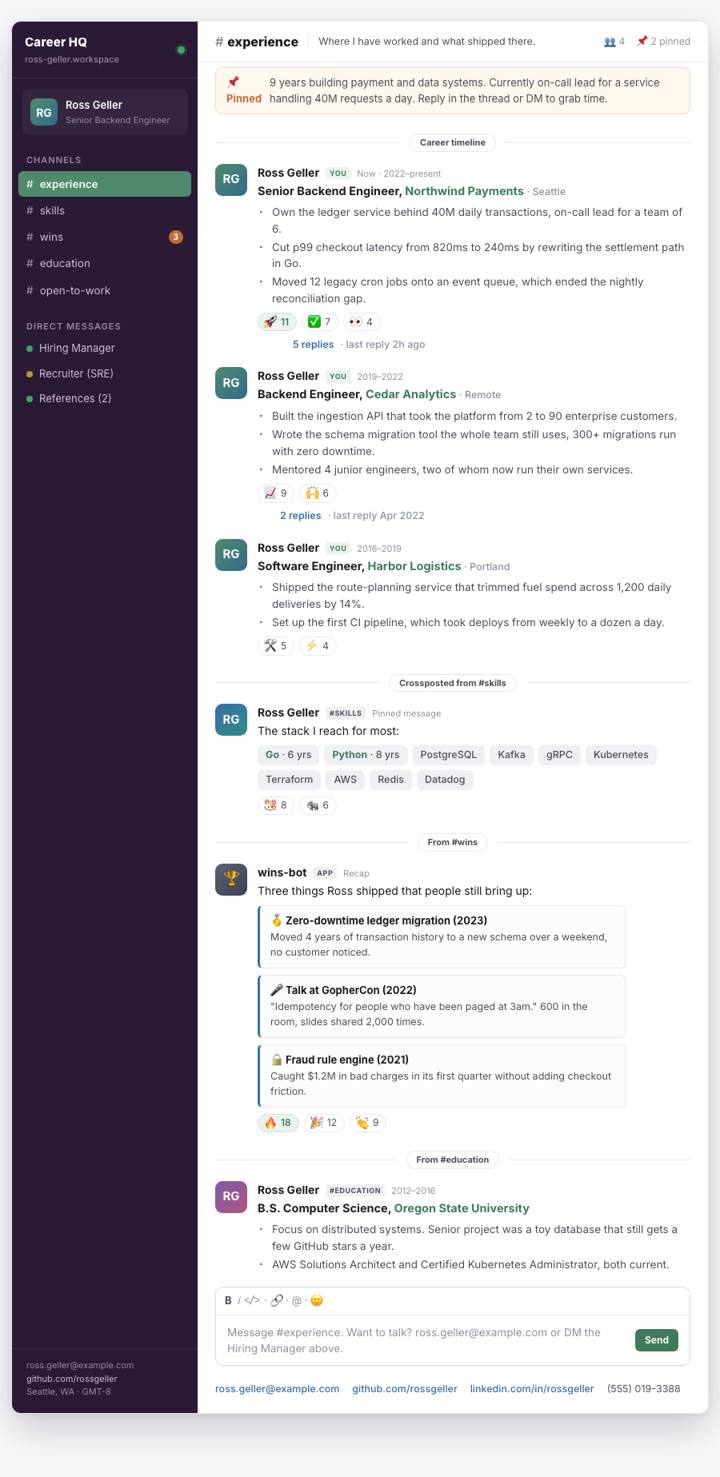 Team Chat CV template preview