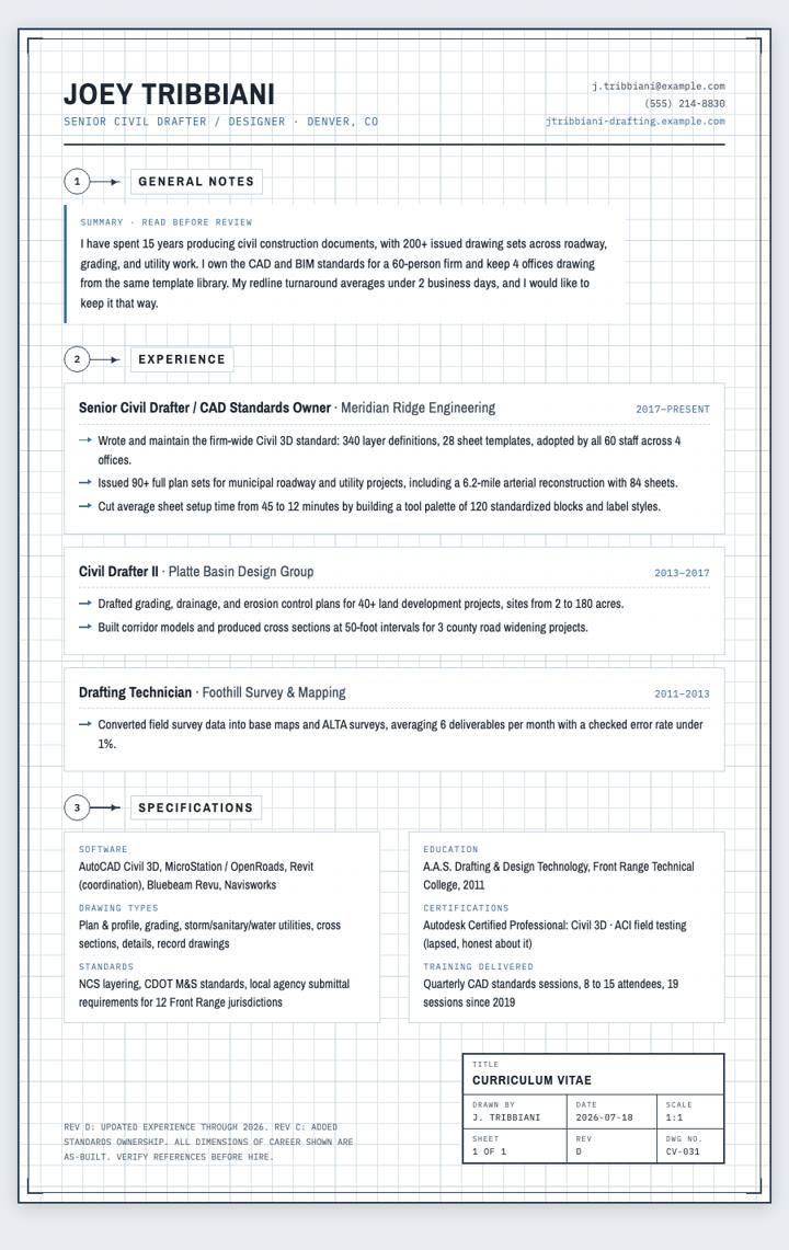 Drafting Titleblock CV template preview