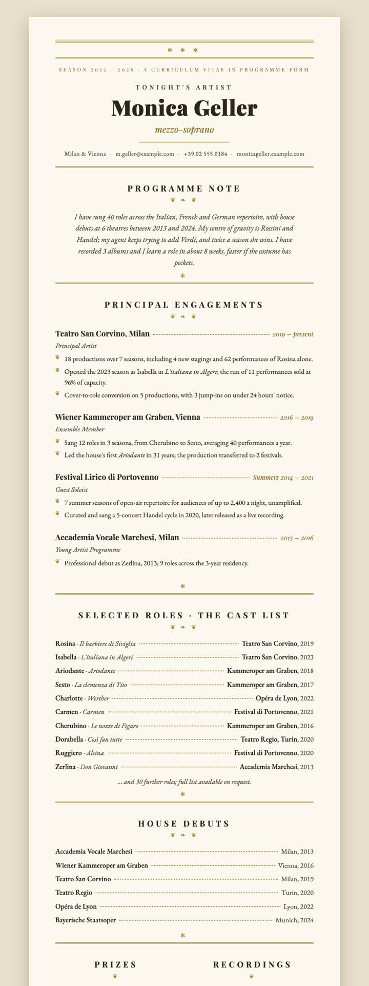Opera Playbill CV template preview