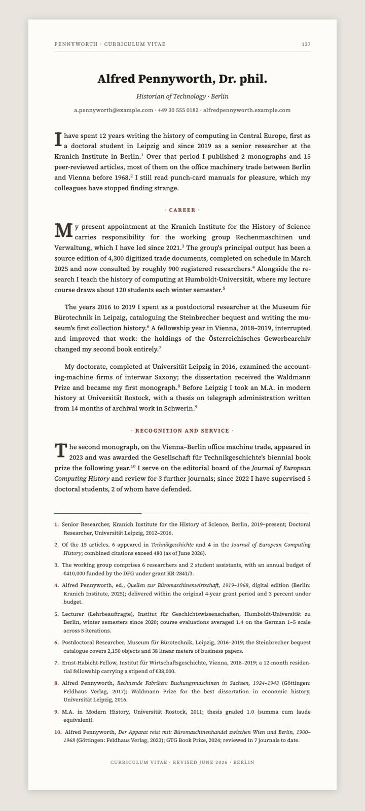 Chicago Footnotes CV template preview