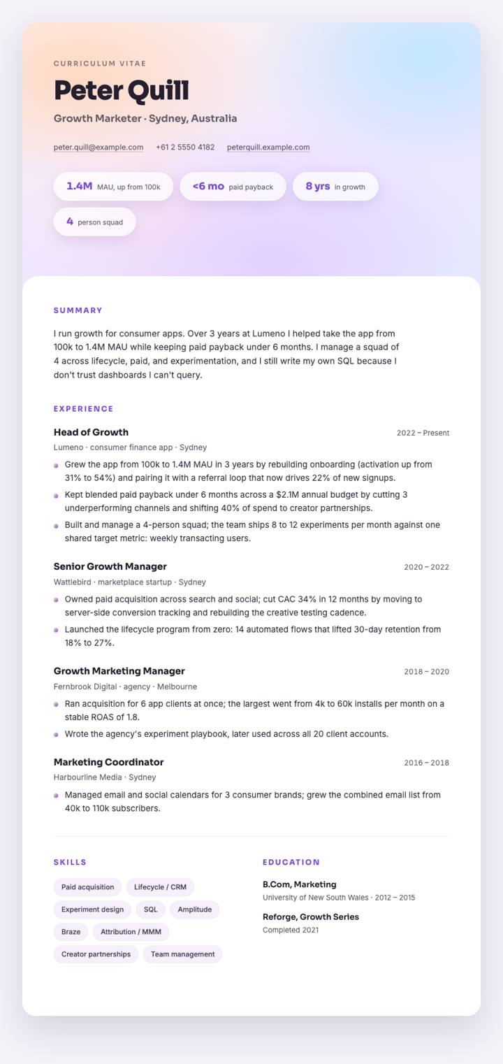 Gradient Mesh CV template preview