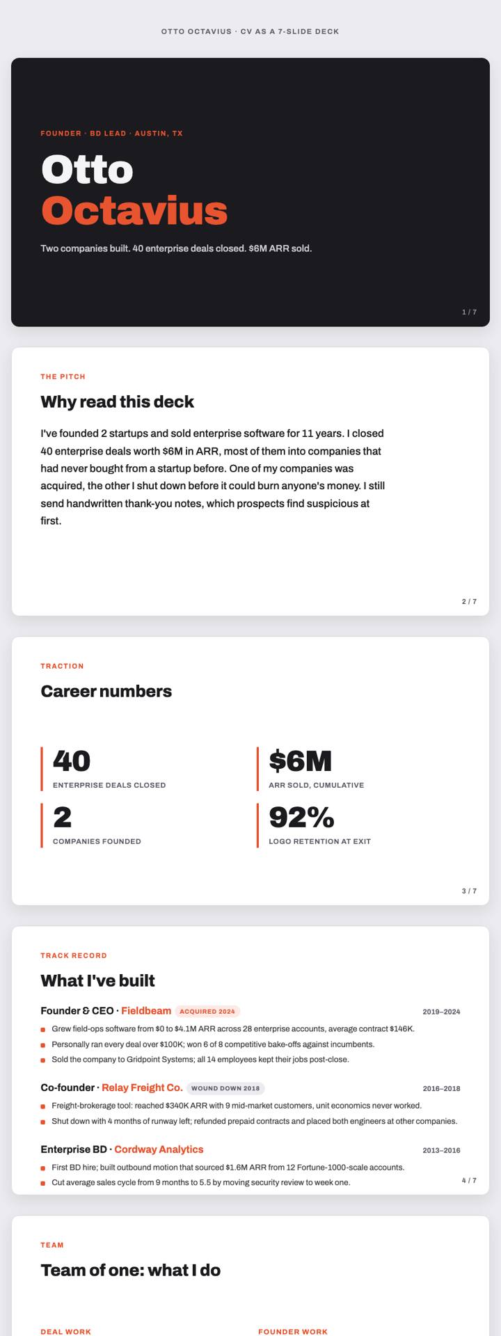 Pitch Deck CV template preview