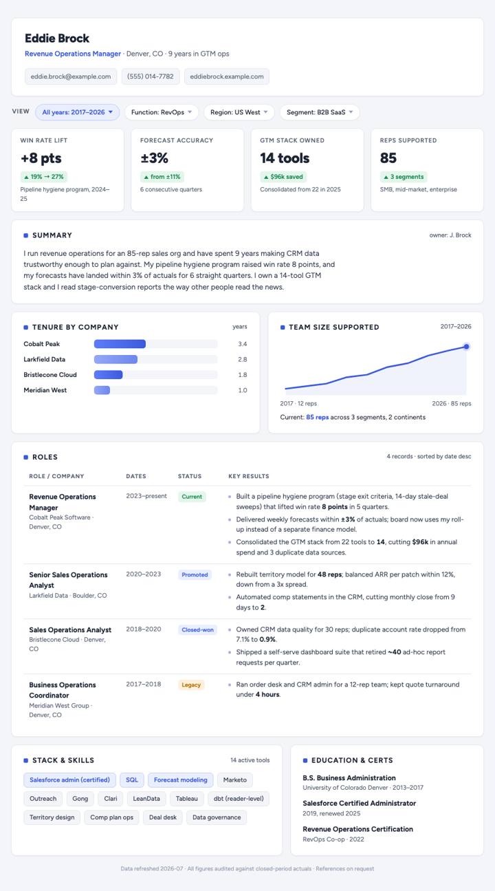 KPI Dashboard CV template preview