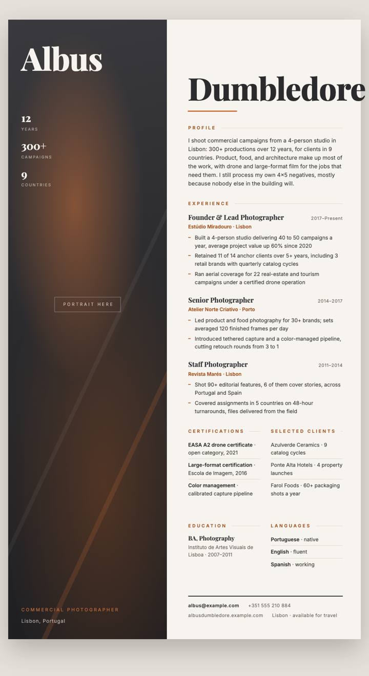 Photo Split CV template preview