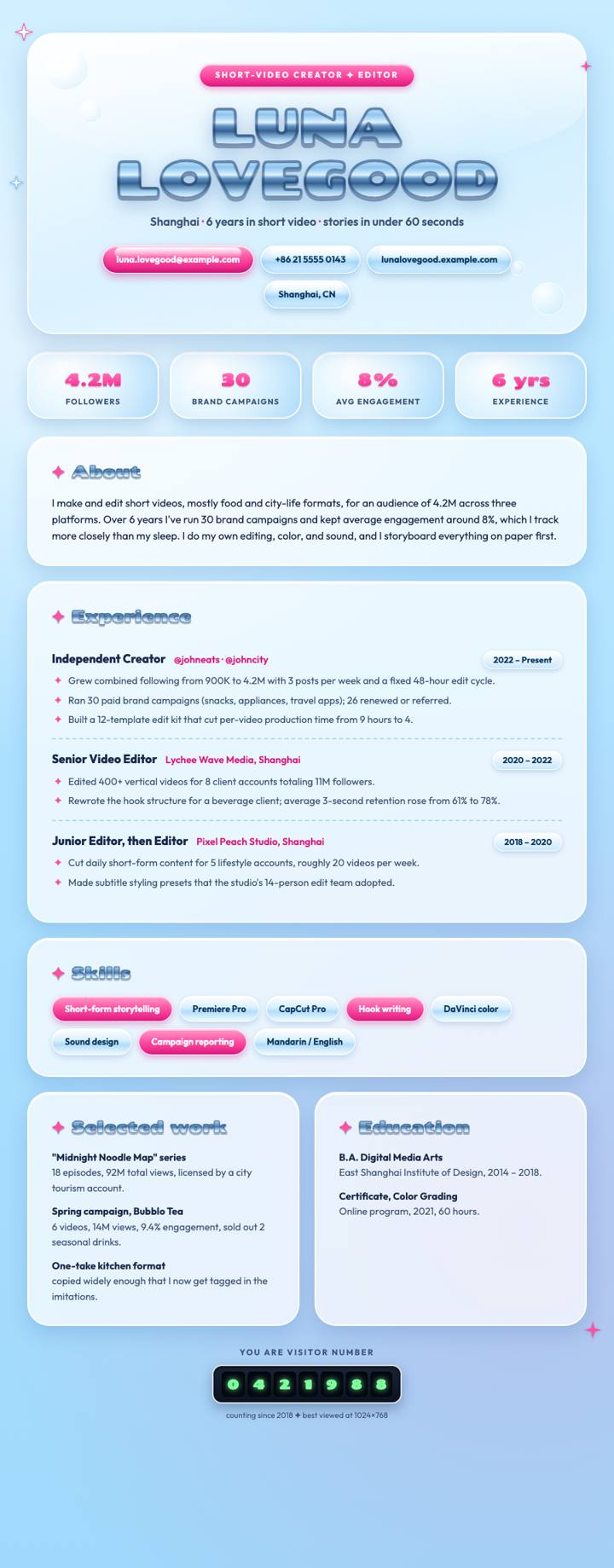 Y2K Chrome CV template preview