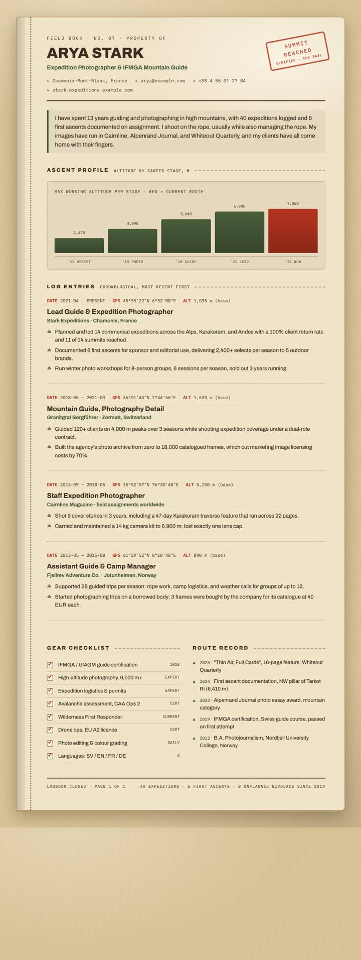 Expedition Log CV template preview